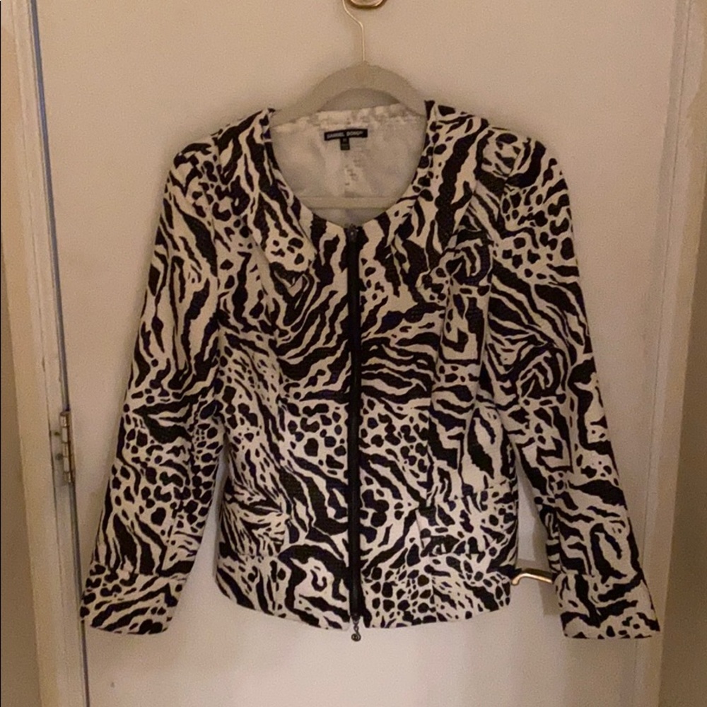 Samuel Dong zebra print zippered blazer XS